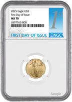2025 1/10 oz American Gold Eagle First Day of Issue NGC MS70