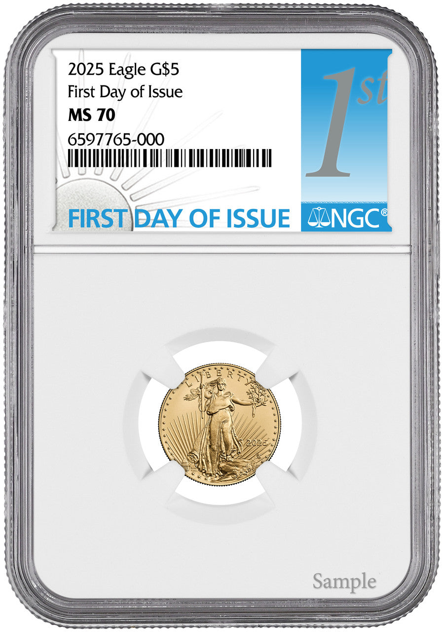 2025 1/10 oz American Gold Eagle First Day of Issue NGC MS70