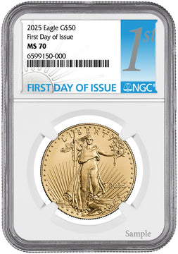 2025 1 oz American Gold Eagle First Day of Issue NGC MS70