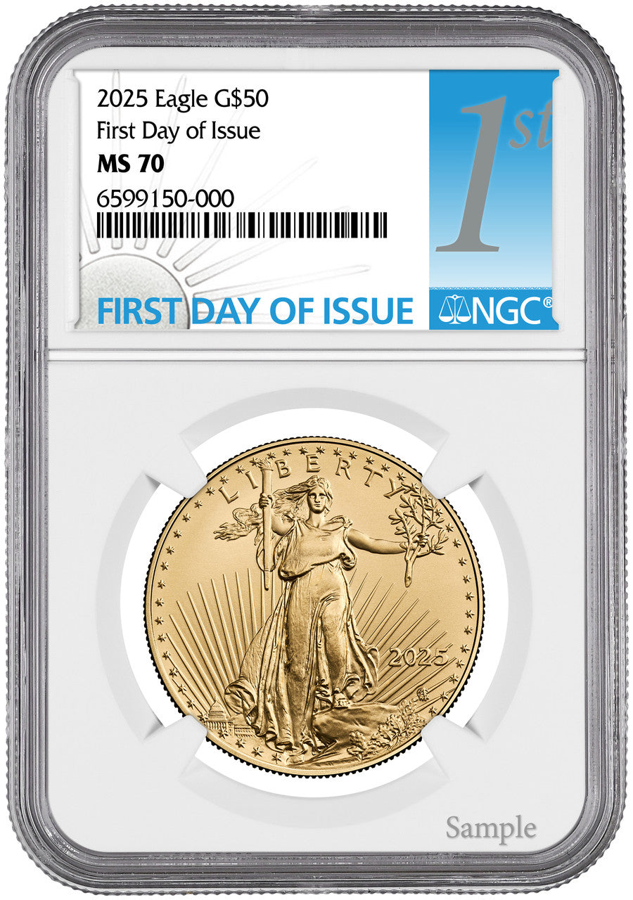 2025 1 oz American Gold Eagle First Day of Issue NGC MS70
