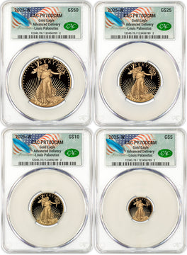 2025-W Proof Gold Eagle 4-Coin Set AD CAC PR70DCAM Founders