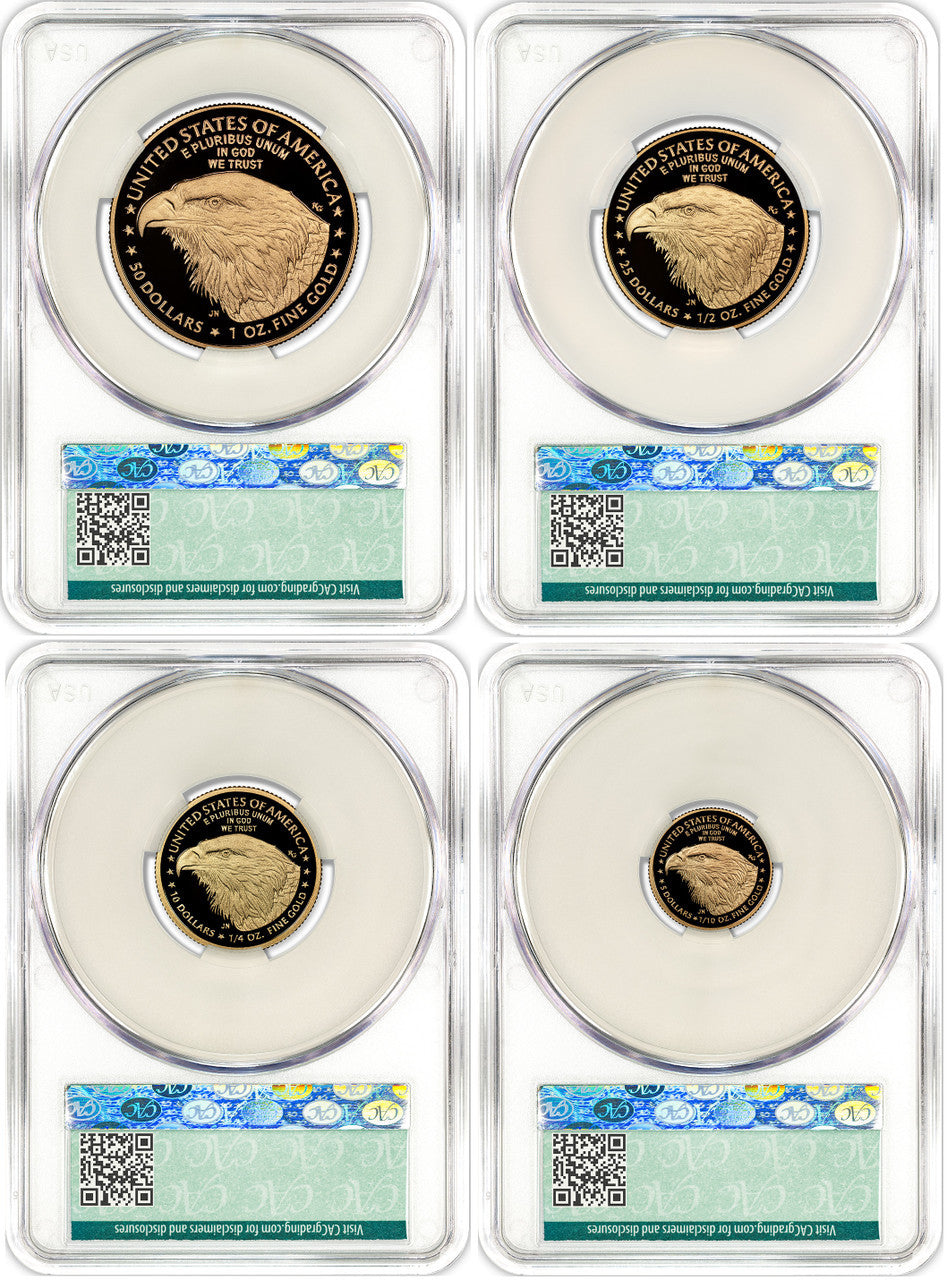 2025-W Proof Gold Eagle 4-Coin Set FDD CAC PR70 Deep Cameo