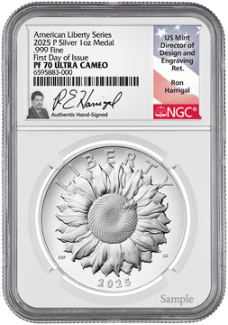 2025-P American Liberty Series Silver Medal FDI NGC PF70 Harrigal