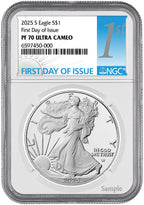 2025-S Silver Eagle First Day of Issue NGC PF70UCAM