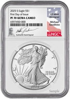 2025-S Silver Eagle First Day of Issue NGC PF70UCAM Gaudioso Signed