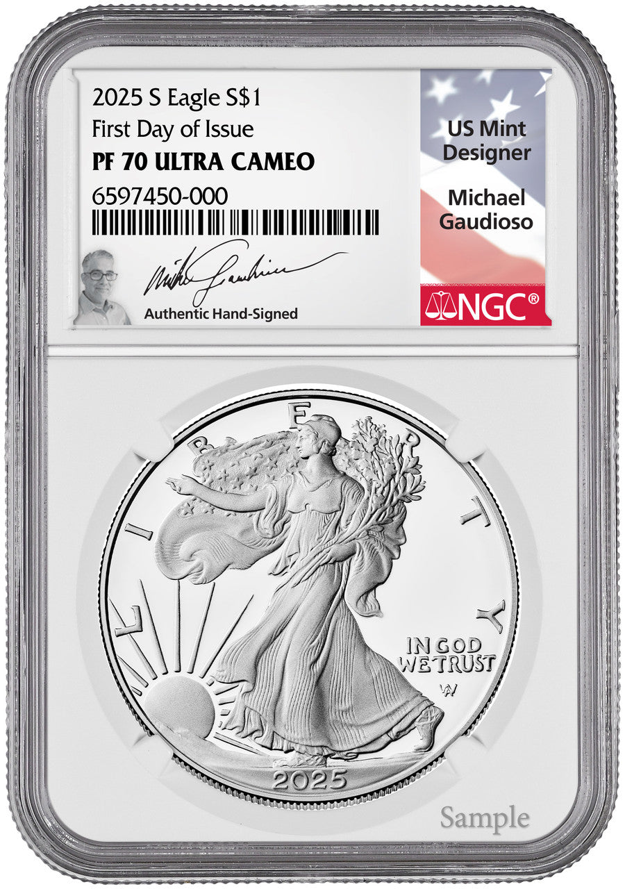 2025-S Silver Eagle First Day of Issue NGC PF70UCAM Gaudioso Signed