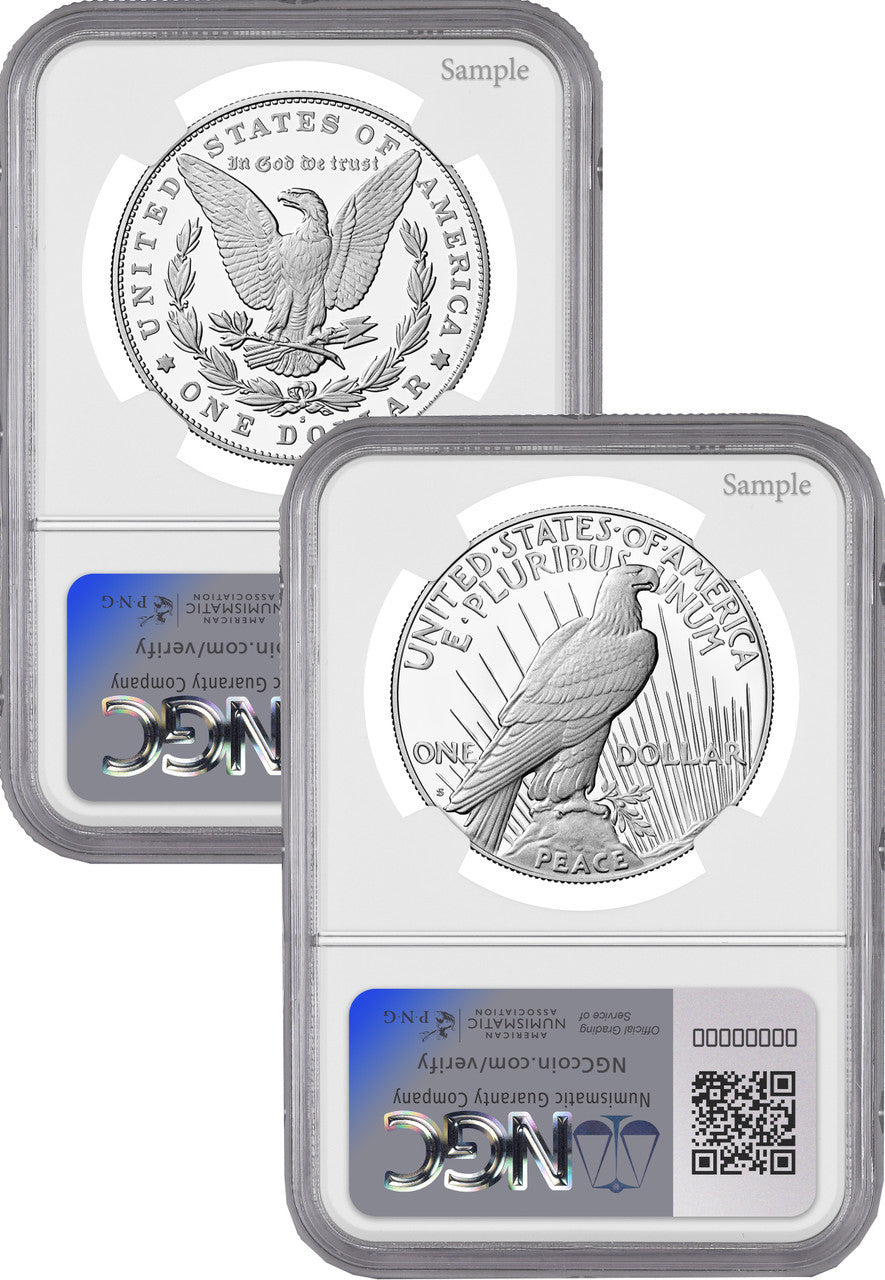 2025-S Morgan and Peace Silver Dollar 2pc Set FDI 1st NGC PF70