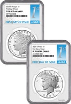 2025-S Morgan and Peace Silver Dollar 2pc Set FDI 1st NGC PF70