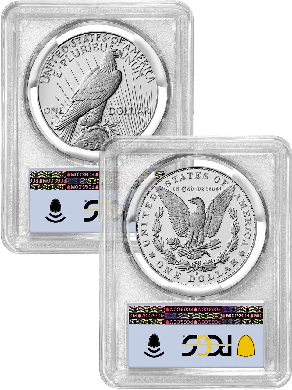 2025-S Morgan and Peace Silver Dollar 2pc Set FDI Flag PCGS PR70