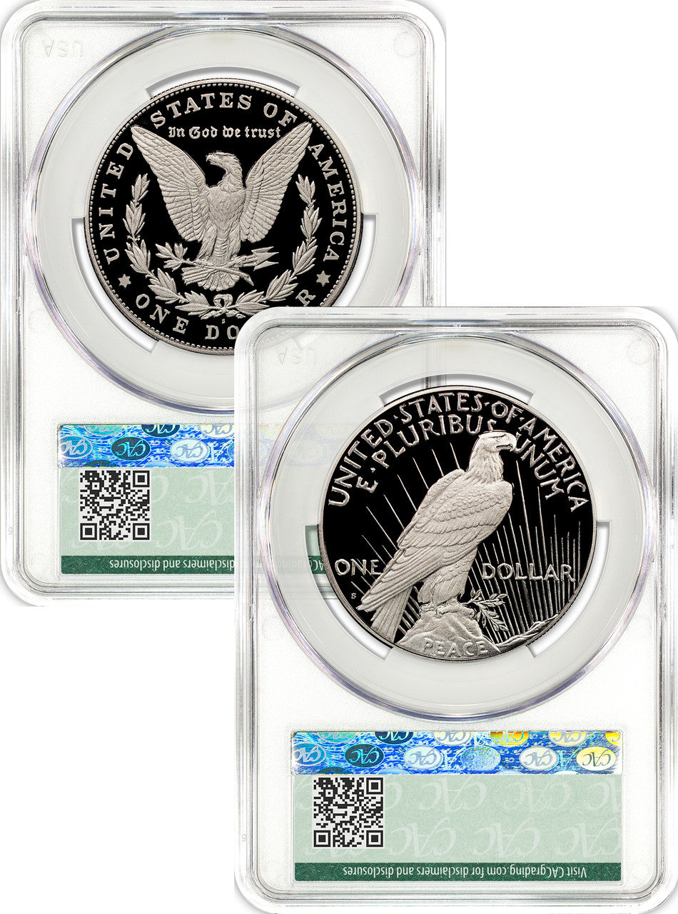 2025-S Morgan and Peace Silver Dollar 2pc Set FDD CAC PR70