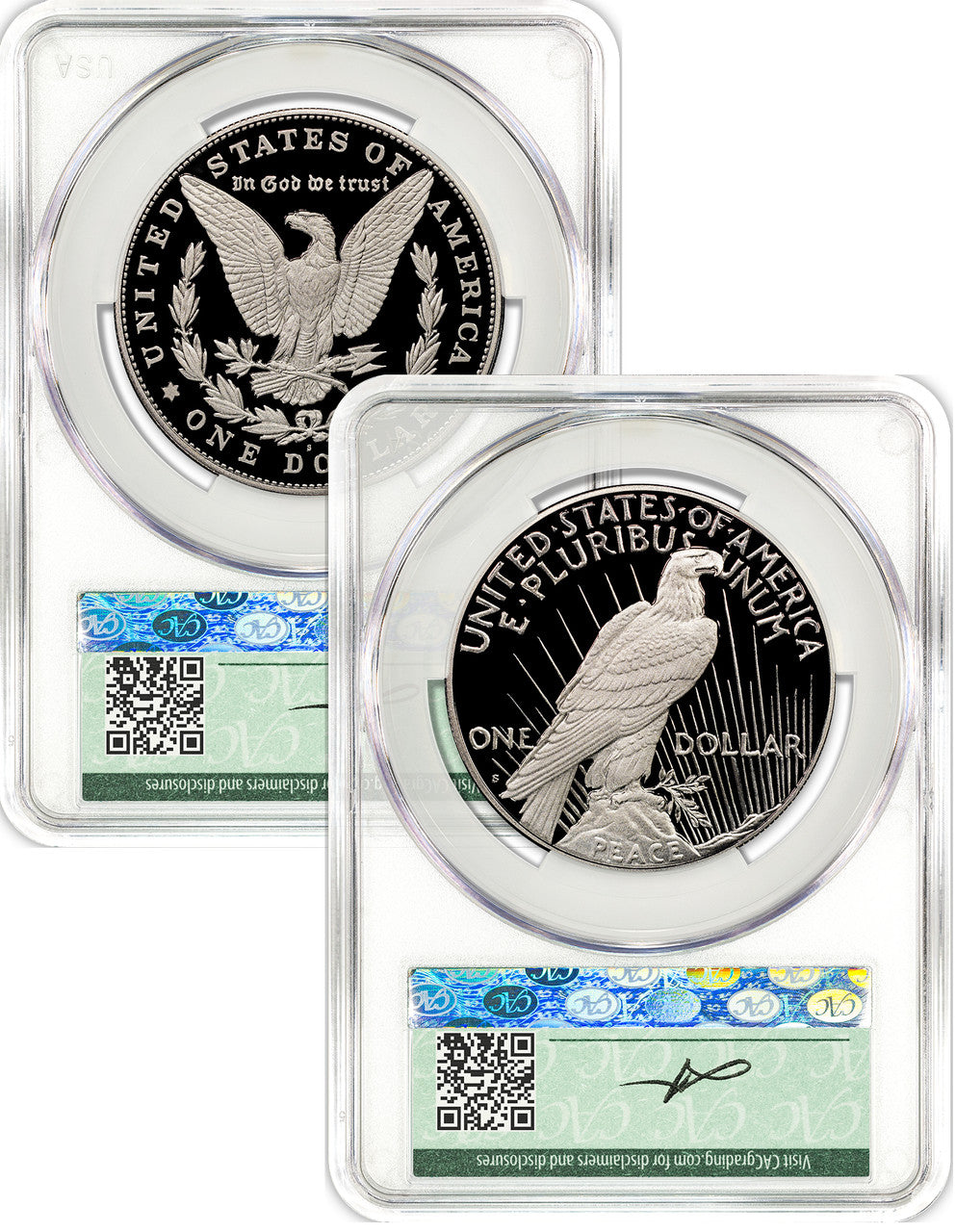 2025-S Morgan and Peace Silver Dollar 2pc Set FDD CAC PR70 Founders