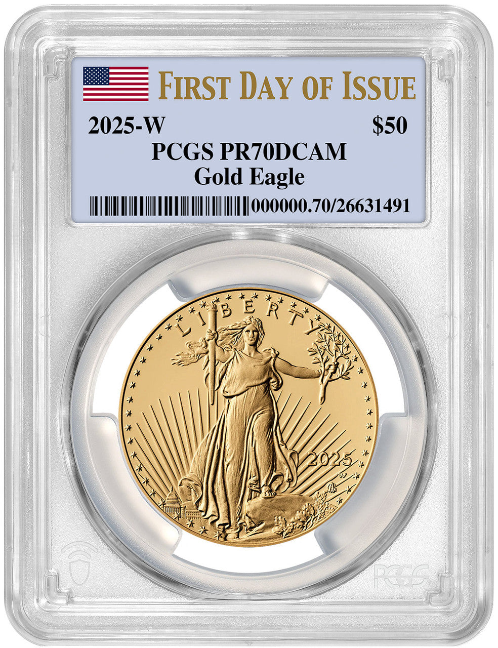 2025-W $50 Proof Gold Eagle FDI PCGS PR70 Deep Cameo