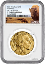 2025-W $50 Proof Gold Buffalo FDI Buffalo Label NGC PF70