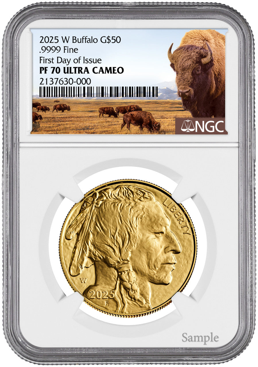 2025-W $50 Proof Gold Buffalo FDI Buffalo Label NGC PF70