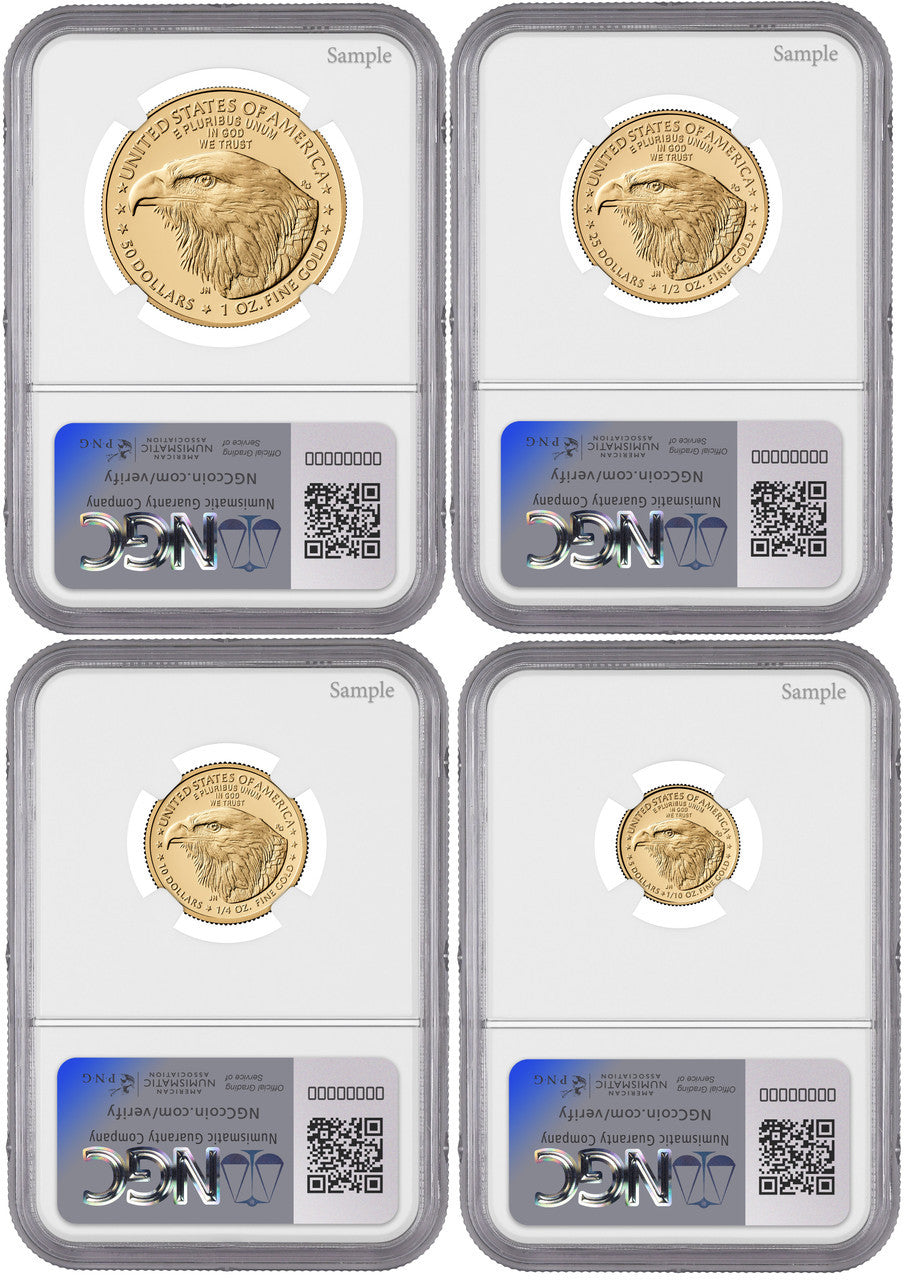 2025-W Proof Gold Eagle 4-Coin Set FDI NGC PF70 Ultra Cameo