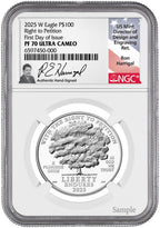 2025-W $100 Platinum Eagle Right To Petition FDI NGC PF70 Harrigal