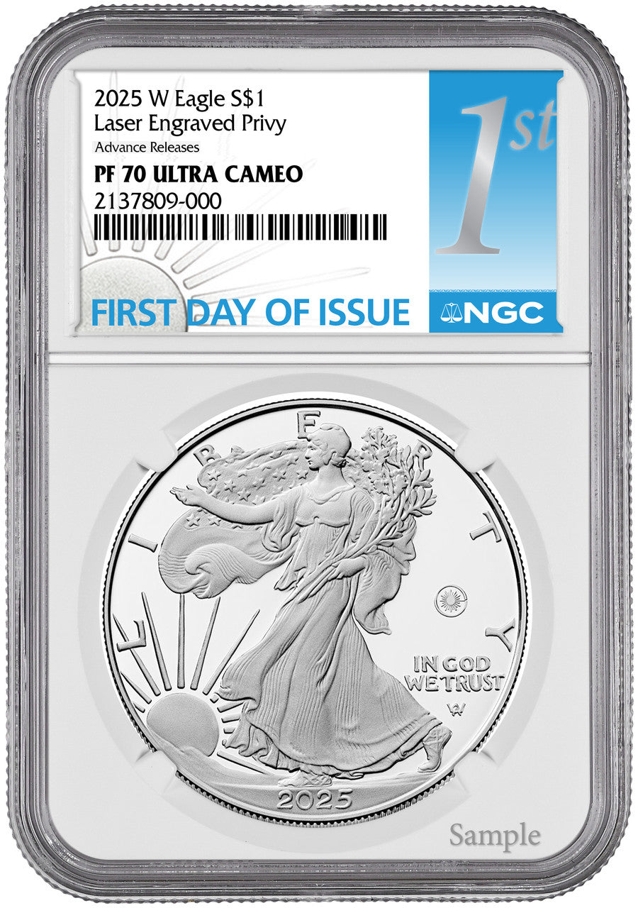 2025-W Silver Eagle Laser Engraved Privy AR NGC PF70