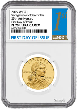 2025-W Sacagawea 25th Anniversary Gold Dollar 24K FDI NGC PF70
