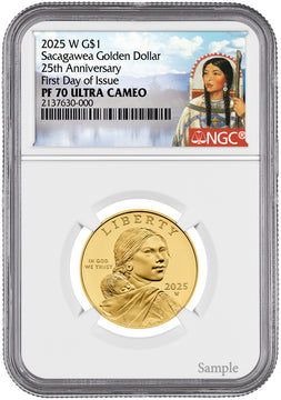 2025-W Sacagawea 25th Anniversary Gold Dollar FDI NGC PF70