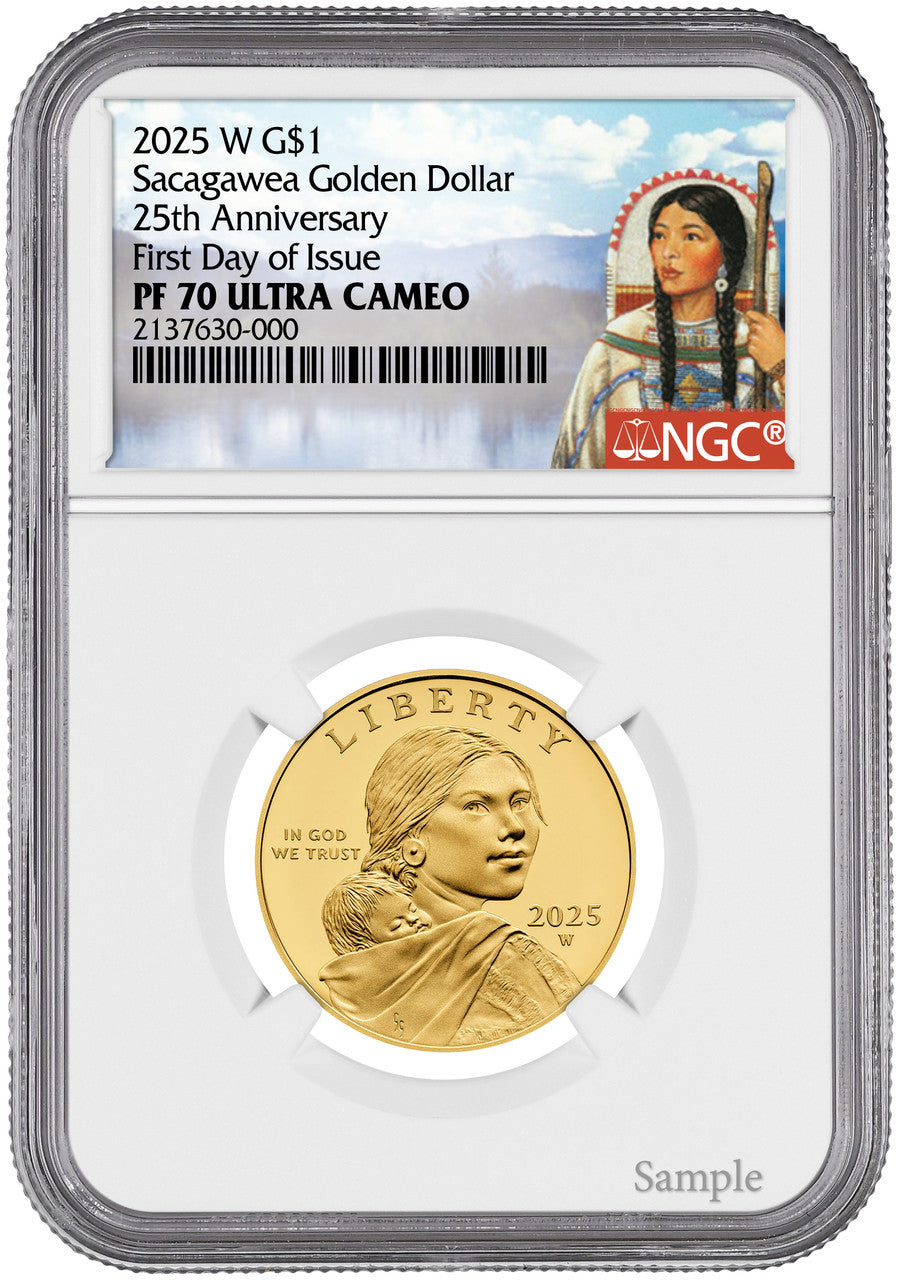 2025-W Sacagawea 25th Anniversary Gold Dollar FDI NGC PF70