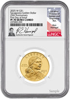 2025-W Sacagawea 25th Anniversary Gold Dollar 24K FDI NGC PF70 Harrigal