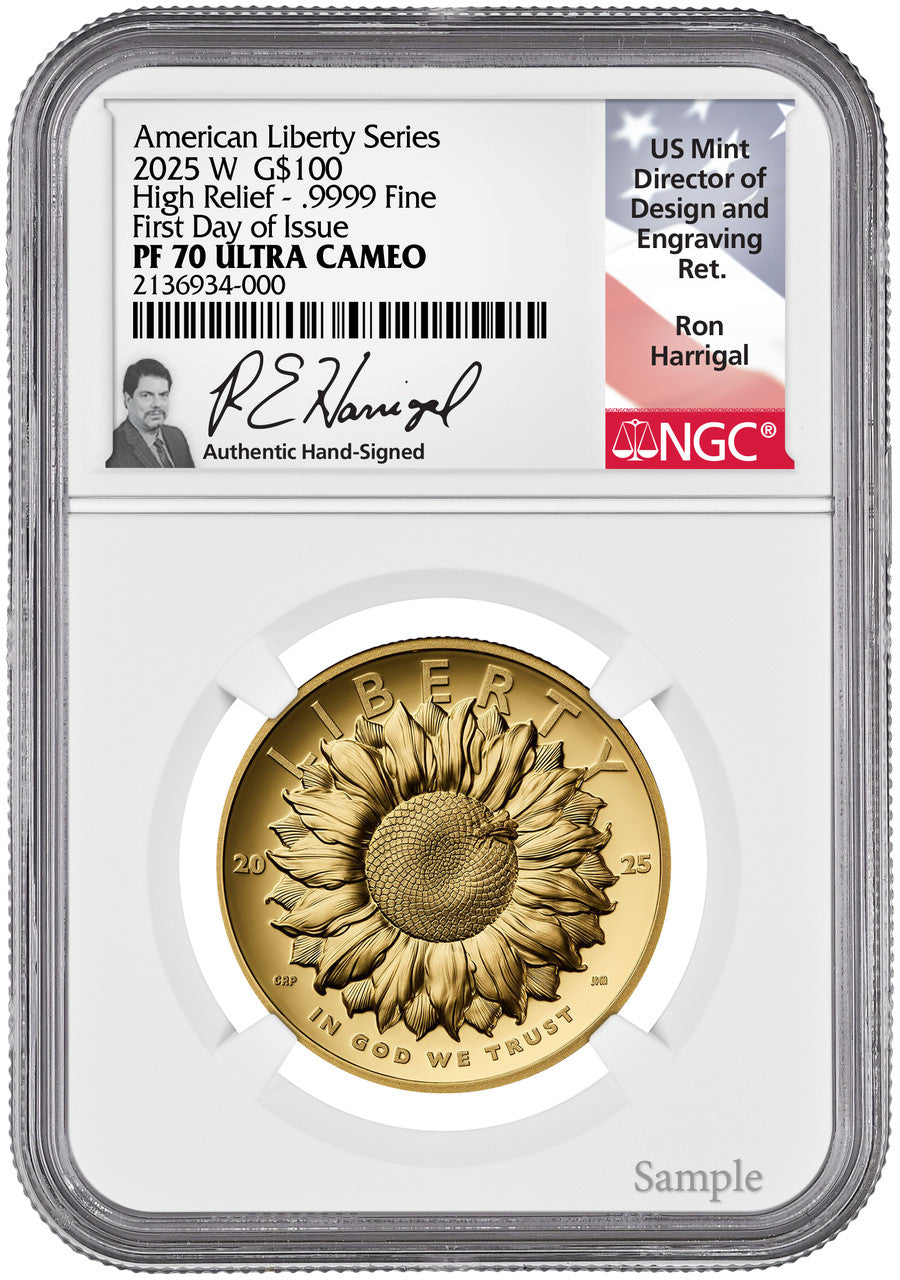 2025-W American Liberty Series Gold High Relief FDI NGC PF70 Harrigal Signed