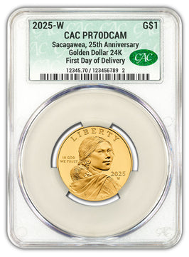 2025-W Sacagawea 25th Anniversary Gold Dollar 24K FDD CAC PR70