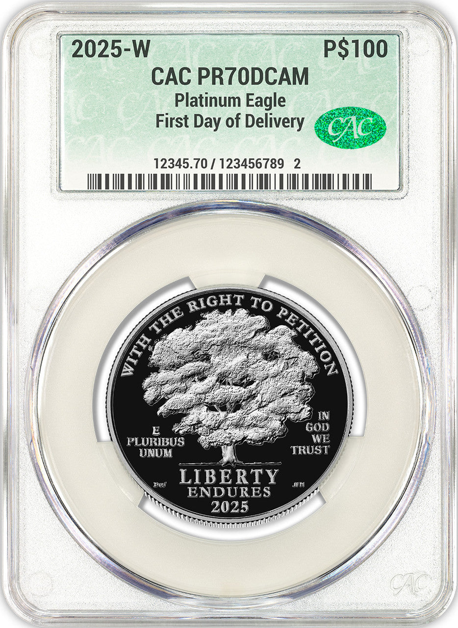 2025-W $100 Platinum Eagle Right To Petition FDD CACG PR70