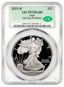 2025-W Silver Eagle First Day of Delivery CAC PR70DCAM