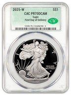2025-W Silver Eagle First Day of Delivery CAC PR70DCAM