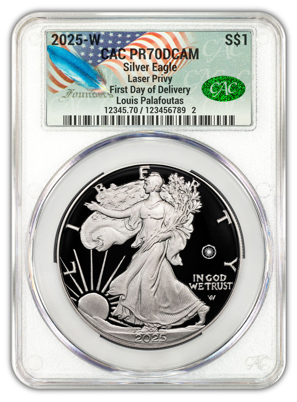 2025-W Silver Eagle Laser Engraved Privy FDD CAC PF70 Founders