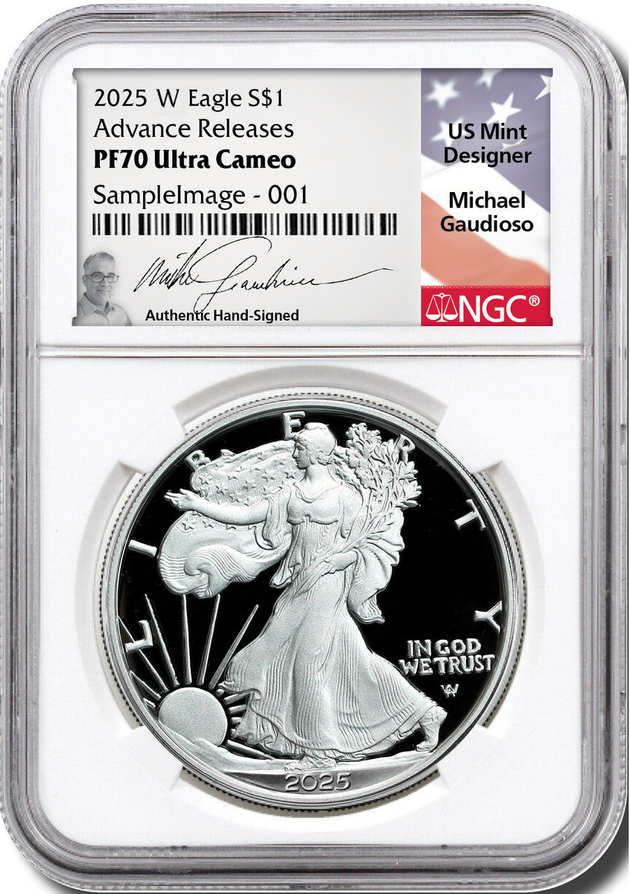 2025 W Silver Eagle Advanced Release NGC PF70 Gaudioso Signed