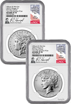 2025-S Morgan and Peace Silver Dollar 2pc Set Reverse Proof FDI NGC PF70 Harrigal
