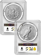 2025-S Morgan and Peace Silver Dollar 2pc Set Reverse Proof FDI PCGS PR70