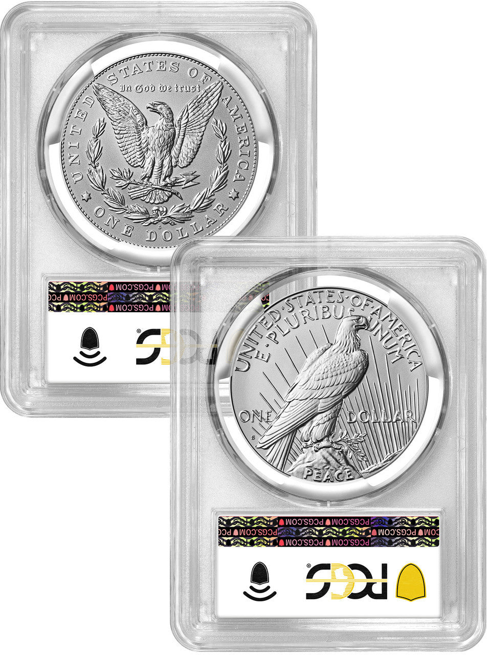 2025-S Morgan and Peace Silver Dollar 2pc Set Reverse Proof AR