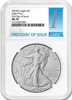 2025(P) Silver Eagle First Day of Issue Eagle Privy NGC MS70