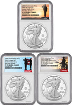 2025 250th Anniversary Armed Forces Privy Silver Eagle 3-Coin Set FDI NGC PF70