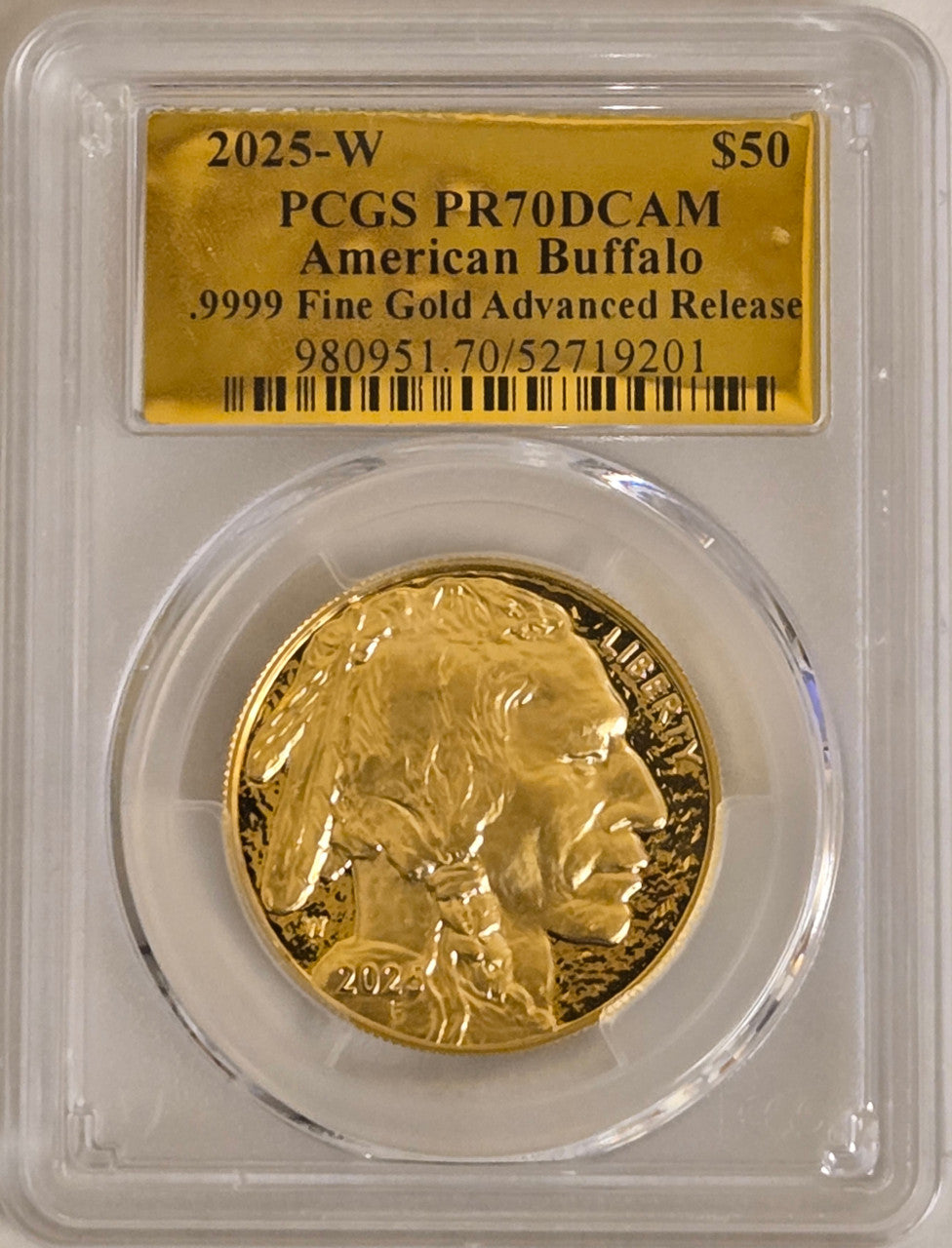 2025-W $50 Proof Gold Buffalo Advanced PCGS PR70 Gold Label