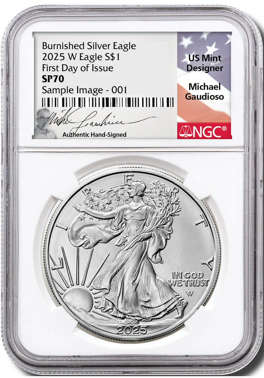 2025 W Burnished Silver Eagle FDI NGC SP70 Gaudioso Signed