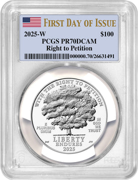 2025-W $100 Platinum Eagle Right To Petition FDI PCGS PR70