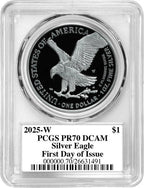 2025-W Silver Eagle First Day of Issue PCGS PR70 Damstra Signed