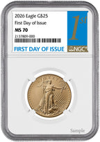 2026 1/2 oz American Gold Eagle First Day of Issue NGC MS70