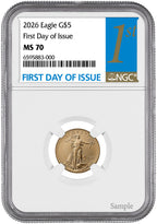 2026 1/10 oz American Gold Eagle First Day of Issue NGC MS70