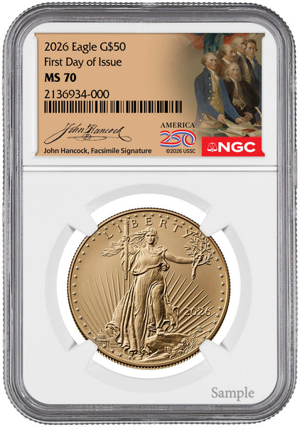 2026 1 oz American Gold Eagle NGC MS70 Hancock | LCR Coin