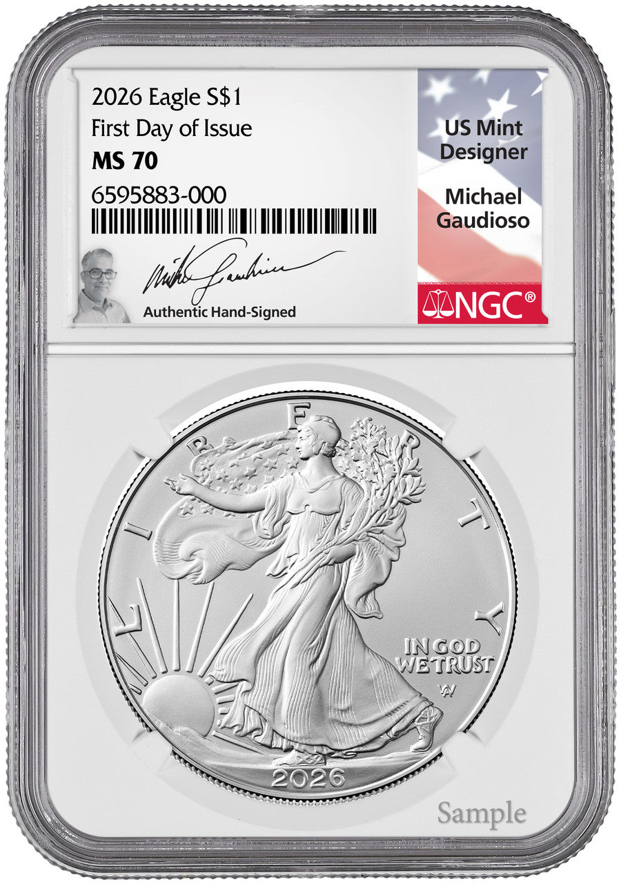 2026 American Silver Eagle First Day of Issue NGC MS70 Gaudioso