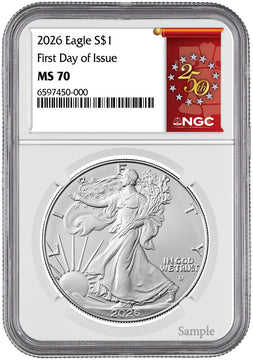 2026 Silver Eagle 250th Label FDI NGC MS70