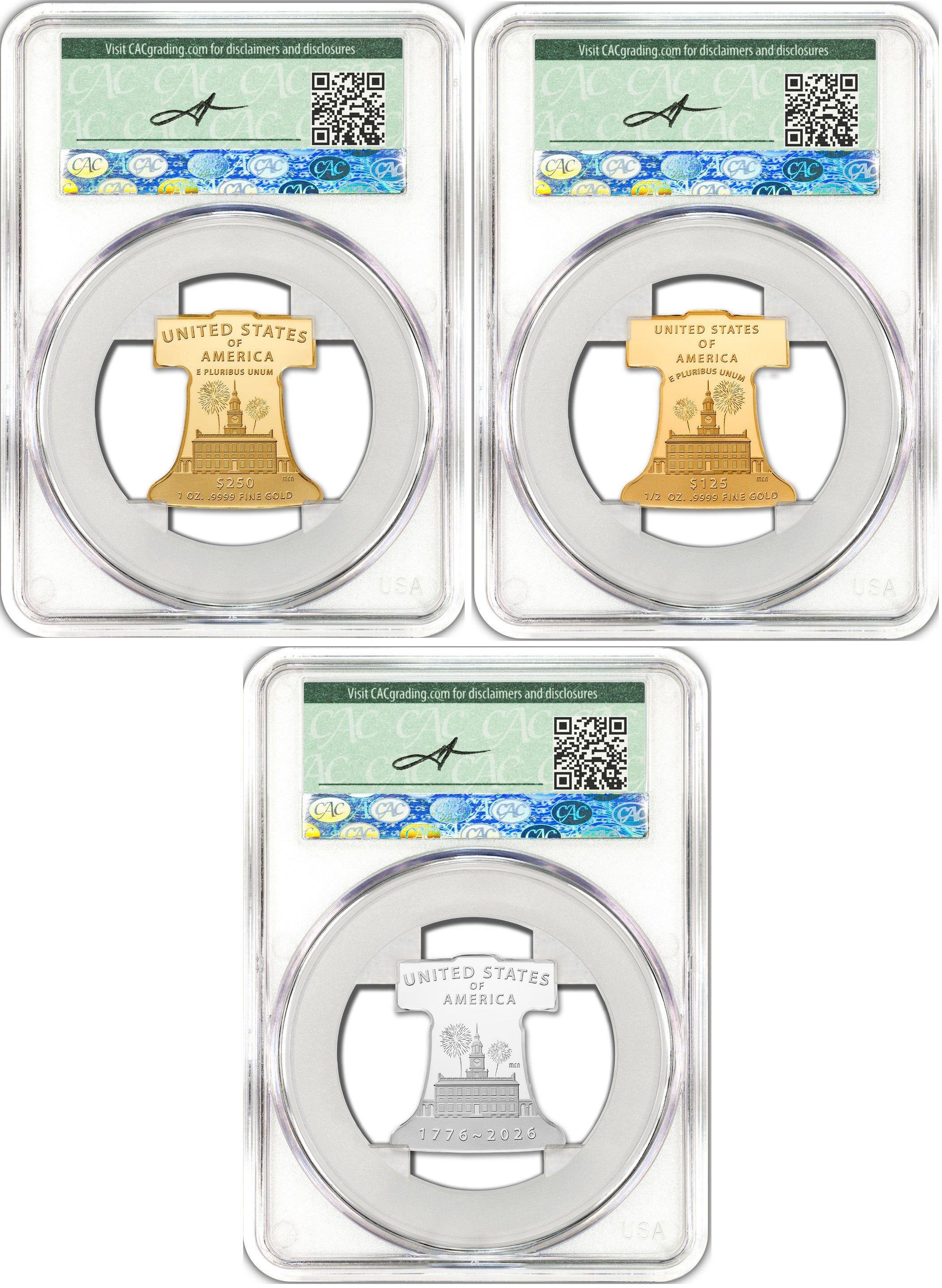 2026-P Freedom Ringing Liberty Bell 3-Coin Set FDD CAC PR70 Founders
