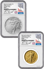 2026-W Best of the Mint 1916 Gold Walking Liberty Half & Silver Medal Set FDI NGC SP70 Harrigal