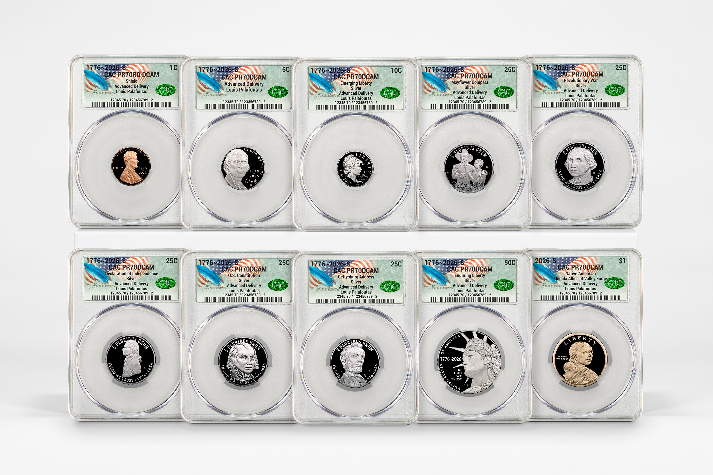 2026 United States Mint Silver Proof Set Advanced Delivery CAC PR70 Founders Label