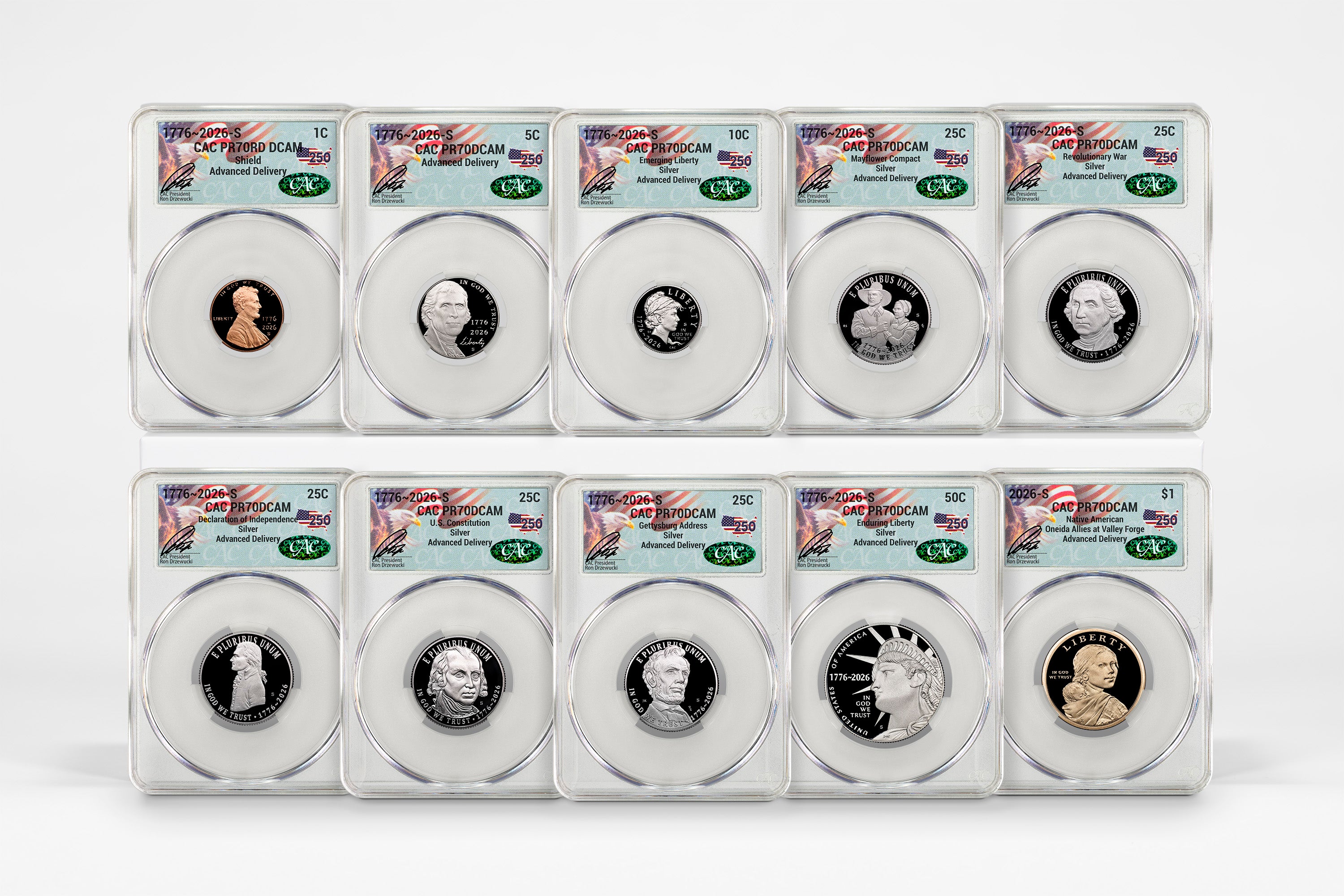 2026-S Semiquincentennial US Mint Proof Set CAC PR70 Advanced Delivery Ron Drzewucki